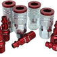 Milton® COLORFIT® Coupler & Plug Kit - (M-STYLE® , Red) - 1/4" NPT (14-Piece)