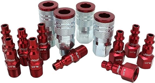 Milton® COLORFIT® Coupler & Plug Kit - (M-STYLE® , Red) - 1/4" NPT (14-Piece)