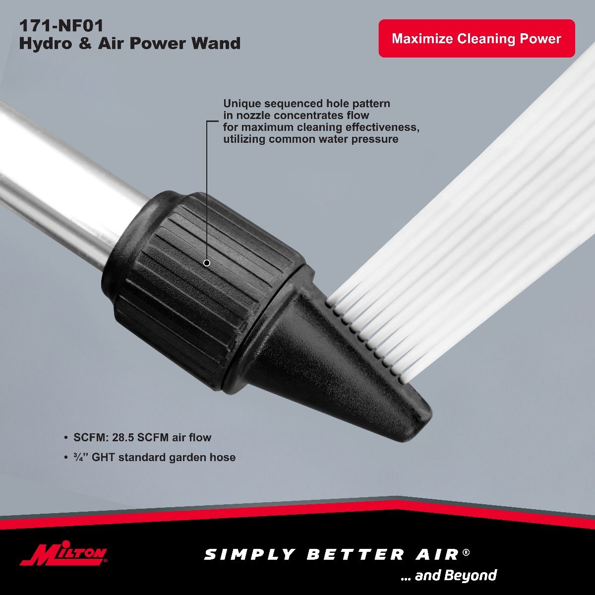 Milton® 2-in-1 High Volume Hydro and Air Power Cleaning Wand