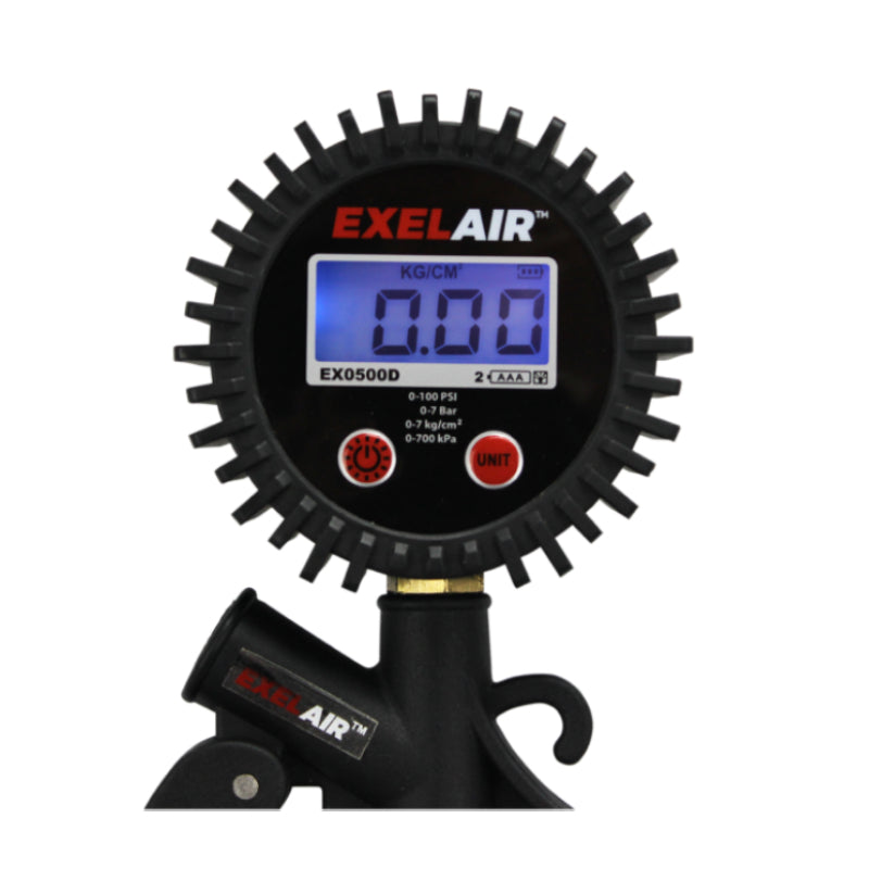 Milton® EXELAIR® Digital Pistol Grip Tire Inflator/Deflator Gauge, 16" Air Hose and Easy-Clip Chuck
