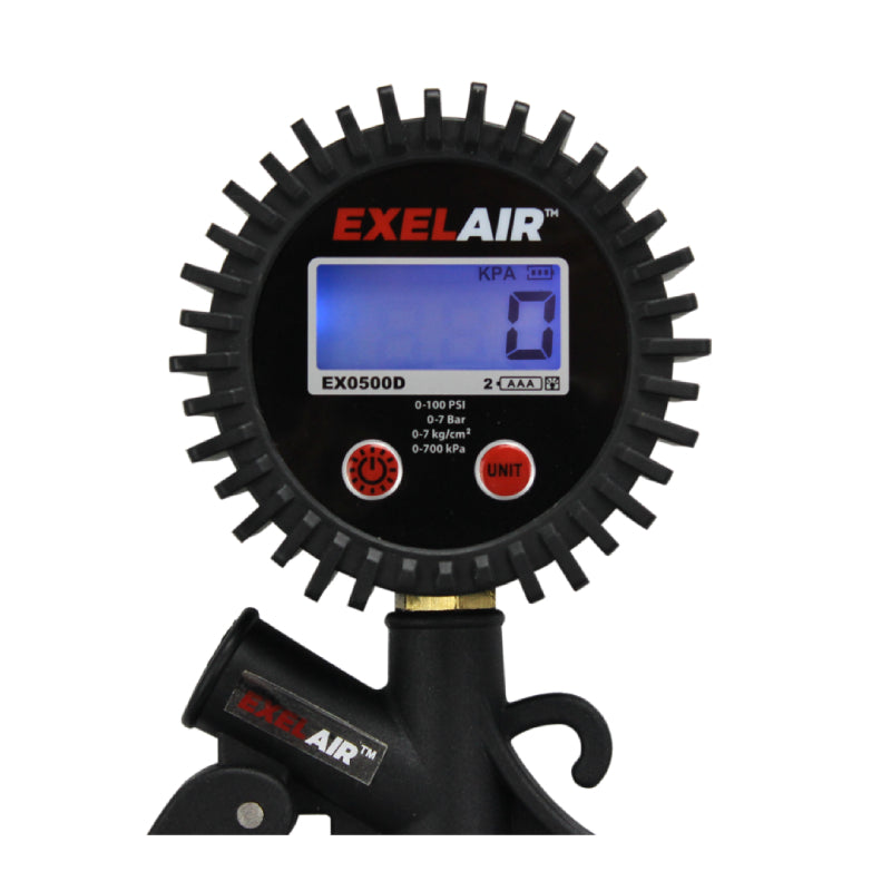 Milton® EXELAIR® Digital Pistol Grip Tire Inflator/Deflator Gauge, 16" Air Hose and Easy-Clip Chuck