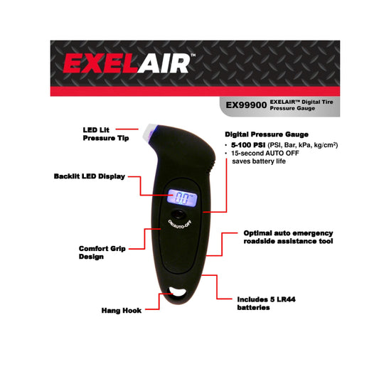 EXELAIR by Milton (EX99900) Digital Tire Pressure Gauge , Black