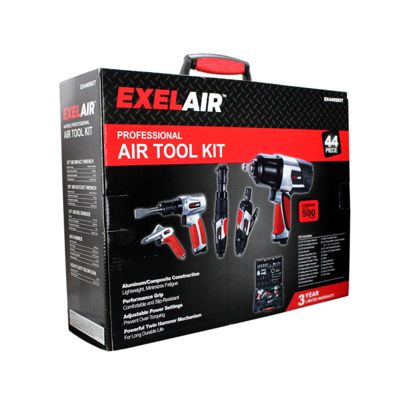 Milton® EXELAIR® 44-Pc. Pro Air Tool Accessory Kit, Impact Wrench, Air Ratchet, Die Grinder, Blow Gun, Air Hammer, Dual Air Chuck, Tire Gauge w/ Accessories