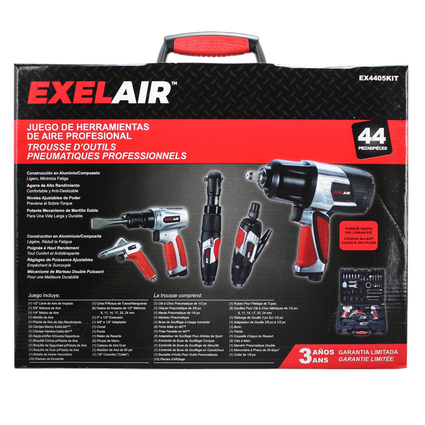 Milton® EXELAIR® 44-Pc. Pro Air Tool Accessory Kit, Impact Wrench, Air Ratchet, Die Grinder, Blow Gun, Air Hammer, Dual Air Chuck, Tire Gauge w/ Accessories EX4405KIT