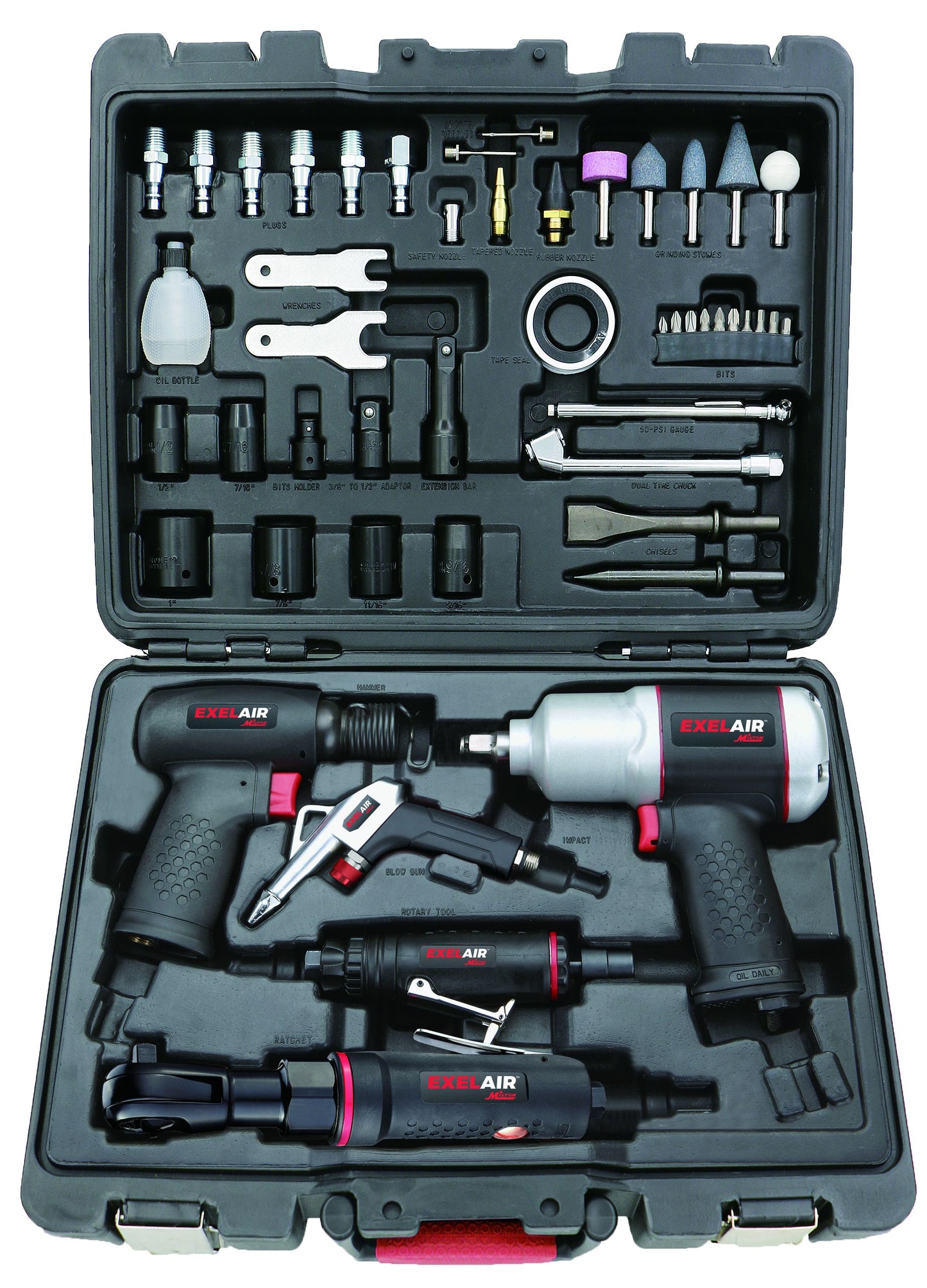 Milton® EXELAIR® 50-Pc. COMPOSITE Professional High Torque Automotive Air Tools & Accessory Kit EX5005CKIT