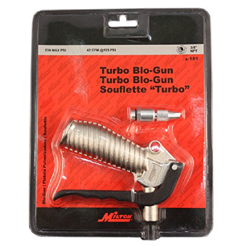 Milton S-181 Turbo Pistol Grip Blow Gun - Adjustable Nozzle - 42 CFM - 230 Max PSI