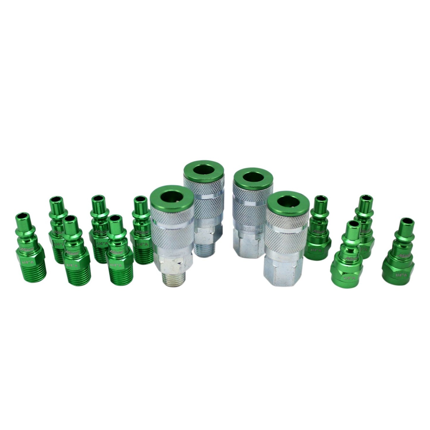 Milton® COLORFIT® Coupler & Plug Kit - (A-Style, Green) - 1/4" NPT (14-Piece)