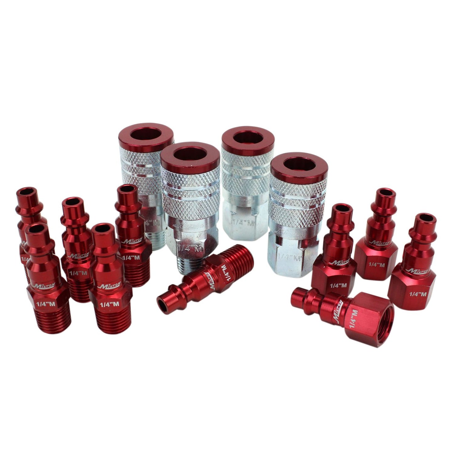 Milton® COLORFIT® Coupler & Plug Kit - (M-STYLE® , Red) - 1/4" NPT (14-Piece)